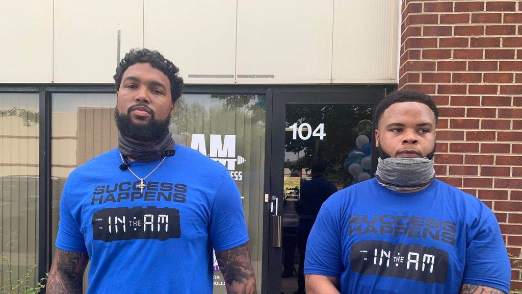 NFL veteran Marcus Smith (left) and Aaron Wallace, former defensive lineman at North Carolina Central University, opened A&M Sports and Fitness on May 22, 2021, in Upper Marlboro, Maryland. (Hamil Harris/Zenger News)