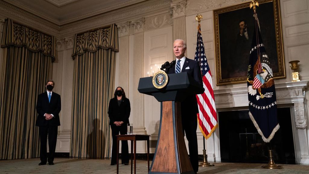 President Biden signed several executive orders related to the climate change crisis, including one directing a pause on new oil and natural gas leases on public lands. (Anna Moneymaker-Pool/Getty Images)