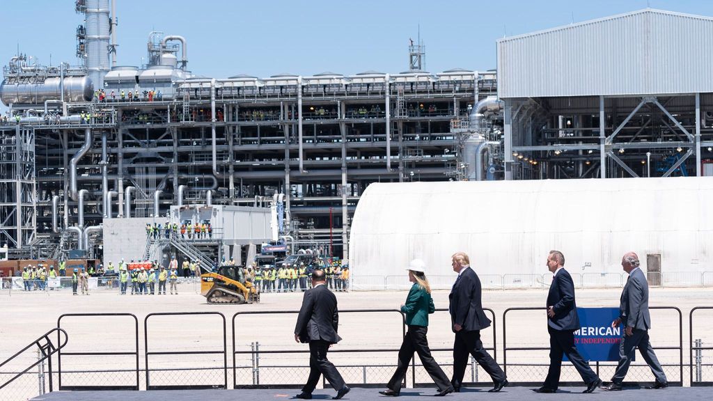 Former President Donald J. Trump participates in a walking tour of Cameron LNG Export Terminal Tuesday, May 14, 2019, in Hackberry, La. Environmentalist groups in August 2021 opposed the construction of new liquefied natural gas export facilities in comments to the Environmental Protection Agency and Federal Energy Regulatory Commission. (Official White House Photo by Shealah Craighead)