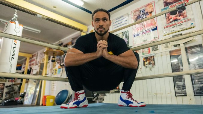“I’m not less-than after my loss,” said Keith Thurman (pictured), whose clash of former champions with Mario Barrios on Feb. 5 ends his 31-month ring absence since losing his WBA 147-pound title to Manny Pacquiao via one-knockdown, split-decision. “I’ll show greater skills ... fighting Mario Barrios than I did against Manny Pacquaio.” (Ryan Hafey/Premier Boxing Champions)