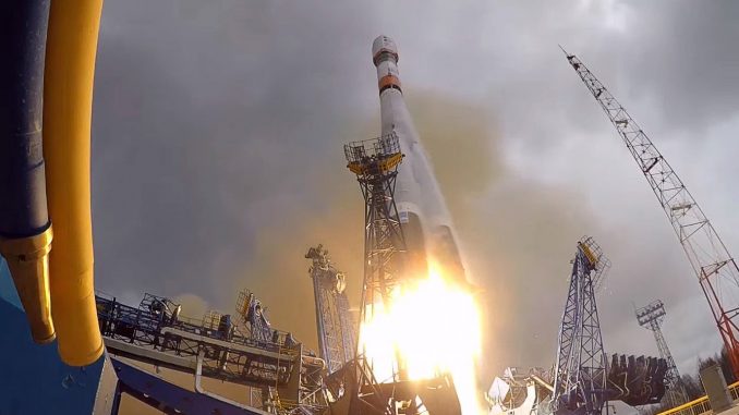 Soyuz-2.1 rocket with military satellite launched from Plesetsk cosmodrome, Russia. (Ministry of Defense of Russia/Zenger).