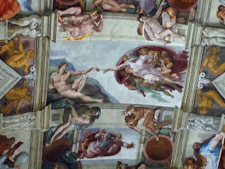 Part of Michelangelo's artwork that adorns the ceiling of the Sistine Chapel at the Vatican, Italy. A new public-private partnership between Sensorium and Humanity 2.0 will put images like this on display in a virtual-reality space. (Fotopress/Getty Images)