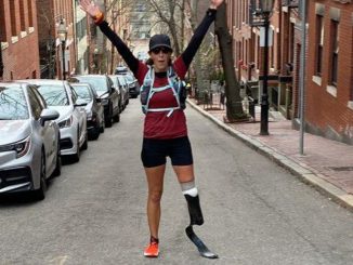 On her way to 102 marathons in as many days, ultra runner Jacky Hunt-Broersma ran her 90th in Boston.(Twitter/@NCrunnerjacky)