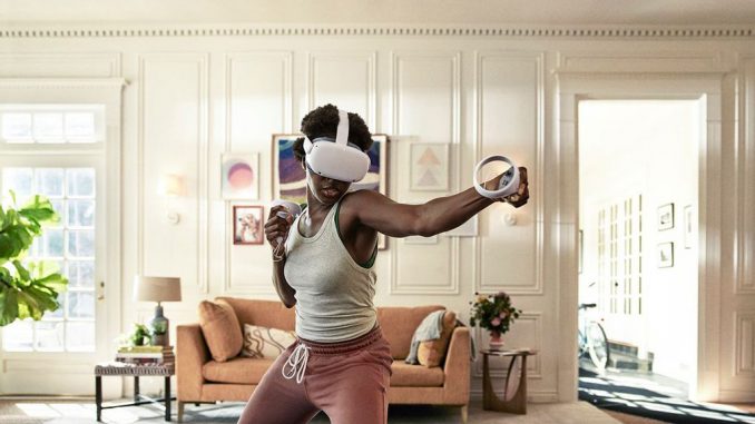 With the Meta headset on, users can get together online with friends or strangers, participate in gaming and immerse themselves in 360-degree video content. (Meta)