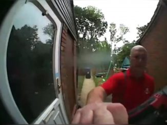 Mailman rings Lauren Chloe Edney's doorbell in undated footage. The mailman was answered by Lauren's daughter, Emily, 3, who went on to reveal why her mother was upstairs. (@edderz123/Zenger)