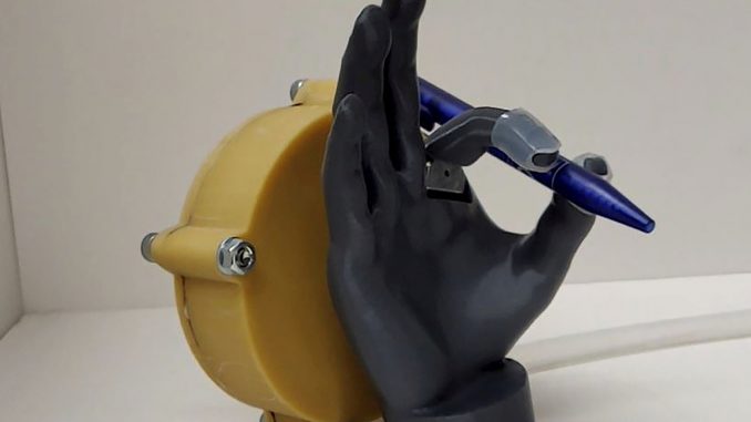 A prosthetic hand for children that is powered and controlled by the wearer’s breathing which has been developed by scientists at Oxford University, in an undated photo. Researchers say the simple lightweight device is not too expensive, easy to maintain, comfortable and easy to use. (University of Oxford,SWNS/Zenger)