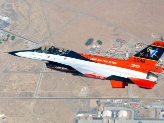 The X-62A VISTA Aircraft flying above Edwards Air Force Base, California. The AI-controlled jets was a joint Department of Defense team in partnership with Lockheed Martin. KYLE BRAISER/SWNS TALKER
