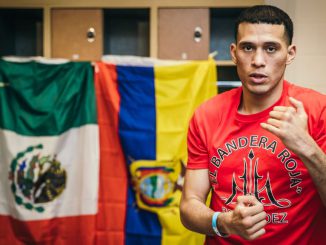 strongDavid Benavidez warming up prior to his fight against Ronald Ellis in Mohegan Sun Casino on Mar. 10, 2023. David Benavidez faces a long time foe, Caleb Plant on March 25th live on Showtime PPV. AMANDA WESTCOTT/SHOWTIME/strong
