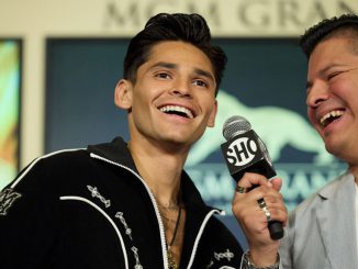 Ryan Garcia at a pre-fight appearance on Apr 19, 2023. 