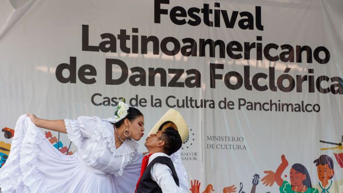 Members of the Folkloric Dance of Honduras perform at the IV Latin American Festival of Folk Dance, during the XLI Cultural Fair of Flowers and Palms of Panchimalco on May 7, 2023, in San Salvador, El Salvador. Manny Ruiz will oversee Nuestro Studios. APHOTOGRAFIA/LATIN HEAT