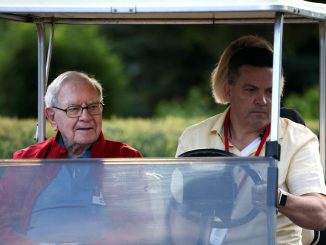 SUN VALLEY, IDAHO - JULY 07: Chairman and CEO of Berkshire Hathaway Warren Buffett rides in a golf cart at the Allen & Company Sun Valley Conference on July 07, 2021 in Sun Valley, Idaho. After a year hiatus due to the COVID-19 pandemic, the world’s most wealthy and powerful businesspeople from the media, finance, and technology worlds will converge at the Sun Valley Resort for the exclusive weeklong conference.  (Photo by Kevin Dietsch/Getty Images)