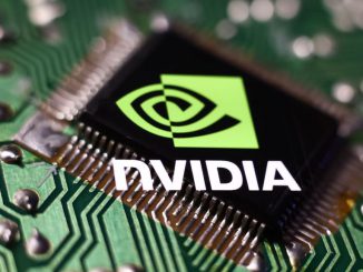 Microchip and Nvidia logo displayed on a phone screen are seen in this multiple exposure illustration photo taken in Krakow, Poland on April 10, 2023. (Jakub Porzycki/NurPhoto via Getty Images)