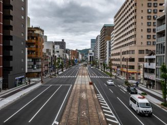 This general view shows an empty street in HIroshima. (PHILIP FONG / AFP/GETTY)
