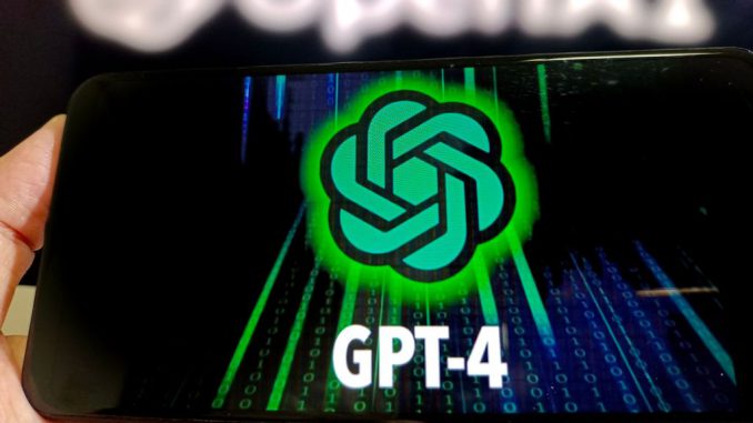 Illustration: GPT-4, 22 July 2023, Suqian, Jiangsu Province, China. OpenAI unveiled that it has been using GPT-4 to oversee content moderation and extended the suggestion that other platforms can also adopt this cutting-edge approach. CFOTO/FUTURE PUBLISHING VIA GETTY IMAGES.