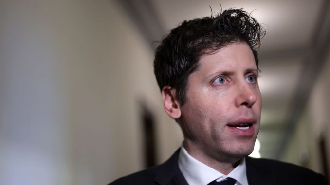 Sam Altman, CEO of OpenAI, speaks to members of the press outside the “AI Insight Forum” at the Russell Senate Office Building on Capitol Hill on September 13, 2023 in Washington, DC. Altman appeared on Joe Rogan's podcast on the future of AI. (ALEX WONG/GETTY IMAGES)