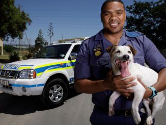 SAPS seargent Zane Swanepoel and Snoekie the sniffer dog make a formidable team in Worcester on Feb 17, 2022. ER LOMBARD/MAGAZINE FEATURES. 