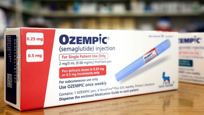 Boxes of the diabetes drug Ozempic rest on a pharmacy counter in April 2023 in Los Angeles, California. Ozempic was originally approved by the FDA to treat people with Type 2 diabetes-who risk serious health consequences without medication. In recent months, there has been a spike in demand for Ozempic, or semaglutide, due to its weight loss benefits, which has led to shortages. Some doctors prescribe Ozempic off-label to treat obesity. MARIO TAMA/GETTY IMAGES.