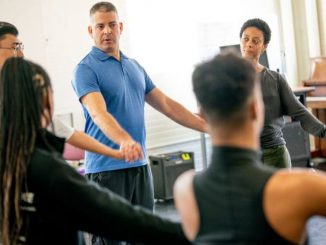 Dr. Amit Abraham in Georgia, teaching Alvin Ailey dancers how to use mental imagery for foot and ankle balance and stability. (Courtesy of Amit Abraham)