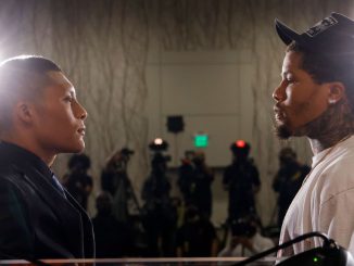 WBA 135-pound champion Gervonta Davis (right) will pursue his 17th straight knockout in his third consecutive pay-per-view event on Sunday, Dec. 5, against Isaac Cruz (left) of Mexico City. Their clash is among four high-profile lightweight division fights happening within a two-week span. (Esther Lin/Showtime)