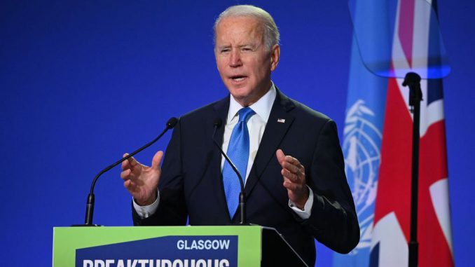 President Joe Biden assured the global community America is committed to a greener future. (Photo by Jeff J Mitchell/Getty Images)