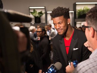 The Miami Heat's Jimmy Butler is one of the best helpers in the NBA because of his blend of IQ and aggression. (Daniel Boczarski/Getty Images for Bonobos)