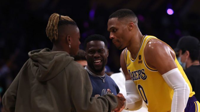 Russell Westbrook’s fit has been questionable, with the Los Angeles Lakers winning only 23 of their first 46 games — good for seventh in the West. (Harry How/Getty Images)