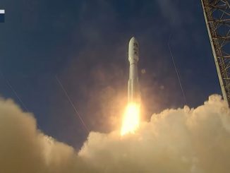 NOAA's GOES-T satellite is shown in flight in this screenshot from a video after taking off from Cape Canaveral Space Force Station in Florida on an Atlas V rocket on March 1, 2022. (NASA's Kennedy Space Center/Zenger)