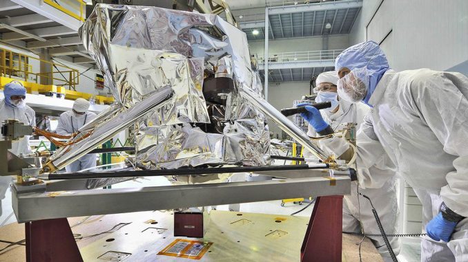 MIRI is inspected in the giant clean room at NASA’s Goddard Space Flight Center in Greenbelt, Maryland, in 2012. (NASA,Chris Gunn/Zenger)