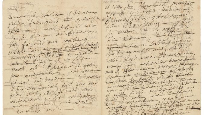 A handwritten letter by Ludwig van Beethoven in 1815 is expected to sell for $300,000.  (Steve Chatterley/Zenger)