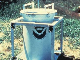 National Severe Storms Laboratory researchers attempted to intercept a tornado with TOTO, a 55-gallon drum, in order to study such storms. The effort inspired a pair of screenwriters to create the 1996 blockbuster movie, “Twister.” (NOAA National Severe Storms Laboratory)