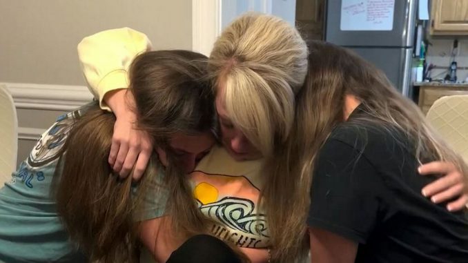 Identical twins asked their stepmom of 12 years to legally adopt them in a special surprise on Mother's Day. (Pete Ruvolo/Zenger)