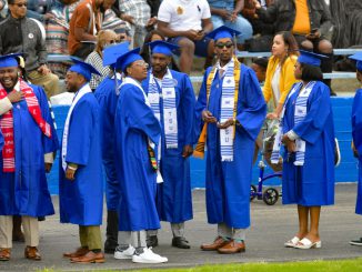 Graduates arrive ahead of Vice President Kamala Harris delivering the Keynote Speech during Tennessee State University's Commencement Ceremony at Hale Stadium at Tennessee State University on May 07, 2022 in Nashville, Tennessee. (Photo by Jason Davis/Getty Images)