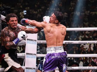 “Even when we weighed in, I knew that I could out-think him, easily, said Gervonta Davis (left) of previously unbeaten Rolando Romero (right), whom he knocked out in the sixth round of Saturday's WBA-135-pound title defense. (Amanda Westcott/Showtime)