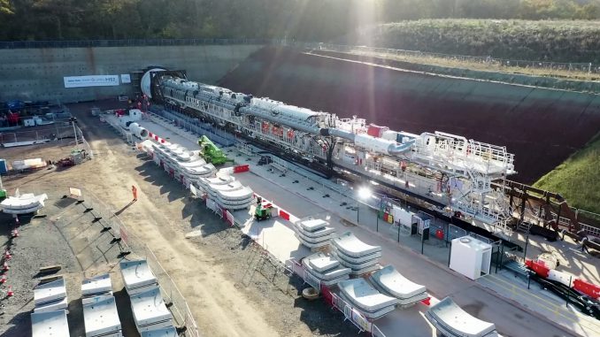 A huge tunneling machine called Dorothy digging underneath ancient woodland as the HS2 rail project goes full-speed ahead, on July 22, 2022. HS2 is the largest infrastructure project in Europe and is meant to connect northern cities with London and Europe. (HS2, SWNS/Zenger)