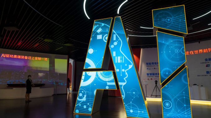 Cutting edge applications of Artificial Intelligence are seen on display at the Artificial Intelligence Pavilion of Zhangjiang Future Park during a state organized media tour on June 18, 2021 in Shanghai, China. (Photo by Andrea Verdelli/Getty Images)