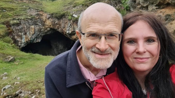 John Wood and his wife Gemma pose for a selfie on their honeymoon in Scotland, which lasted from July 11 to July 14, 2022. The couple had a Monty Python-themed wedding and brought props on their honeymoon so they could recreate scenes from the Holy Grail. (John Wood, SWNS/Zenger)