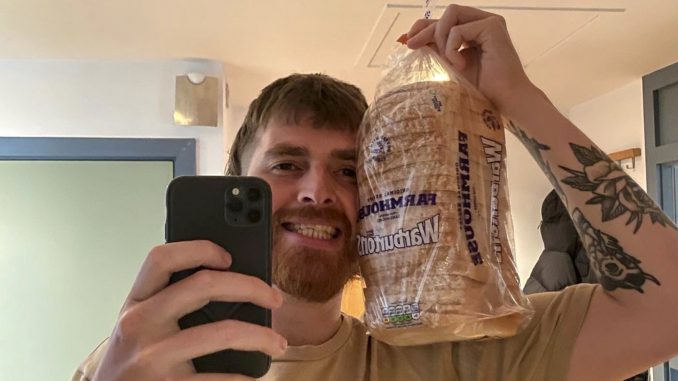 Christopher Gribben, who claims is the 'king of sandwiches' poses in an undated photo. Gribben tastes utterly bizarre combinations - like Pot Noodle and Doritos - and has never been afraid to experiment with unusual flavors. (Christopher Gribbin,SWNS/Zenger)