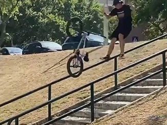 Duarte Abrantes, 17, fails BMX stunt and experiences by far his worst injury, in Lisbon, Portugal on Saturday, July 9, 2022. In spite of the accident, Duarte stated he still had a great time at the BMX jam.  (@kiko_bmx_/Zenger)