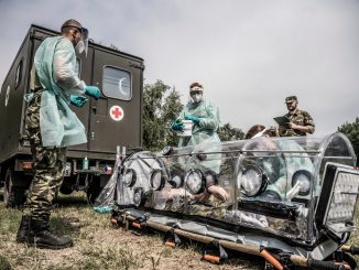 Royal Navy medics have trained in dealing with the aftermath of chemical, biological, radiological and nuclear (CBRN) attacks with NATO allies in the Czech Republic. Undated photograph. (MOD,NATO,SWNS/Zenger)