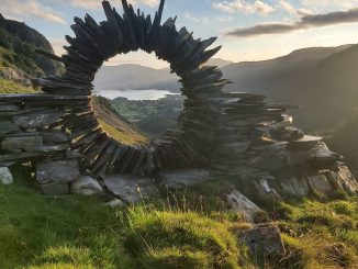 Pictures show an amazing piece of artwork made out of slate, created by a mystery artist who has now been dubbed the 'Borrowdale Banksy'. Daniel Farrington, 30, and wife Agnieszka, 34, came across the slate ring in Borrowdale, Cumbria,. around sunrise on Monday, August 1, 2022. (Daniel Farrington,SWNS/Zenger)