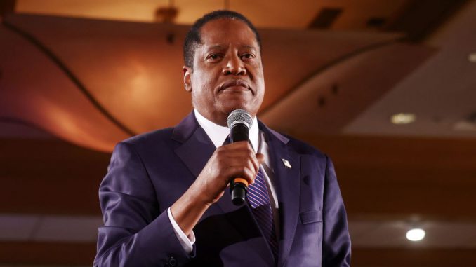 Gubernatorial recall candidate Larry Elder speaks to supporters at an election night event on September 14, 2021 in Costa Mesa, California. (Photo by Mario Tama/Getty Images)