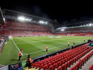 View inside the stadium prior to the UEFA Champions League group A match between Liverpool FC and SSC Napoli at Anfield on November 1, 2022 in Liverpool, United Kingdom. brPhoto by Stephen Welsh/DeFodi Images via Getty Images