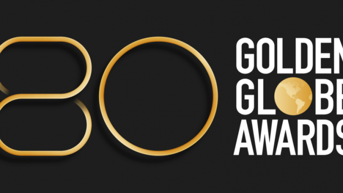 Image of the 80th Annual Golden Globes Awards logo. It will be hosted by George Lopez and her daughter Mayan on January 10, 2023, at the Beverly Hilton in Beverly Hills, California. GOLDEN GLOBES/LATINHEAT