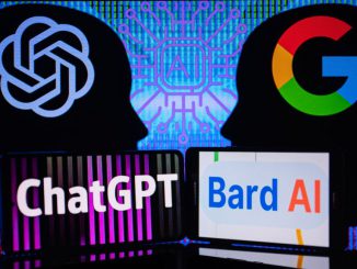 strongGoogle Bard VS OpenAI ChatGPT displayed on Mobile with OpenAI and Google logo on the screen seen in this photo illustration, Feb. 7, 2023 in Belgium. JONATHAN RAA/GETTY IMAGES/strong