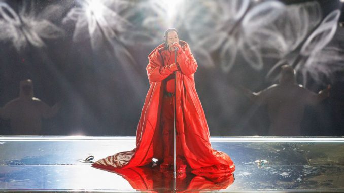 Rihanna performs at halftime during Super Bowl LVII between the Philadelphia Eagles and the Kansas City Chiefs on Sunday, February 12th, 2023 at State Farm Stadium in Glendale, AZ.ADAM BOW/GETTY IMAGES