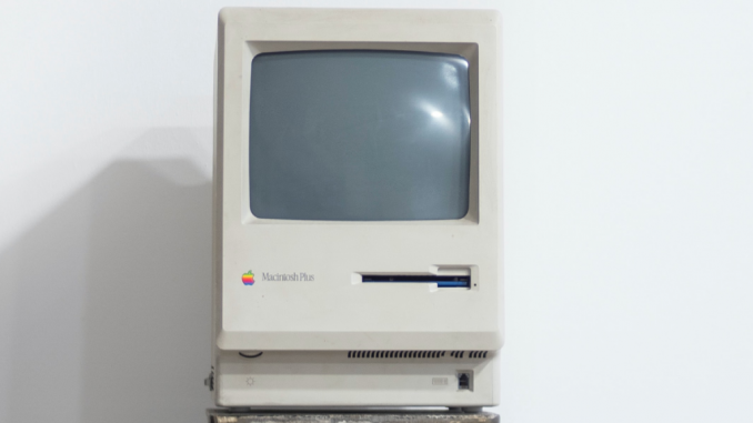 A old Macintosh plus computer from the late 20th century. The team of scientists has been experimenting with brain tissue the size of a pen dot, containing neurons and other functions with the ability to learn and memorize. FEDERICA GALLI/SWNS TALKER