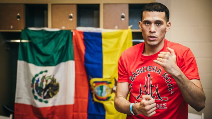 strongDavid Benavidez warming up prior to his fight against Ronald Ellis in Mohegan Sun Casino on Mar. 10, 2023. David Benavidez faces a long time foe, Caleb Plant on March 25th live on Showtime PPV. AMANDA WESTCOTT/SHOWTIME/strong