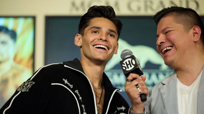 Ryan Garcia at a pre-fight appearance on Apr 19, 2023. 
