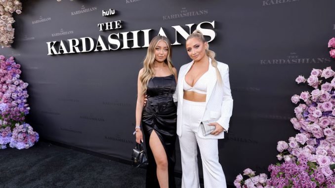 Anastasia Kingsnorth and Saffron Barker attend the Los Angeles premiere of Hulu's new show The Kardashians at Goya Studios on April 07, 2022 in Los Angeles, California.  Another Hulu's Original Tihe Princess /iis one of the titles set to exit the streamer on May 26th. PHOTO BY EMMA MCLNTYRE/GETTY IMAGES