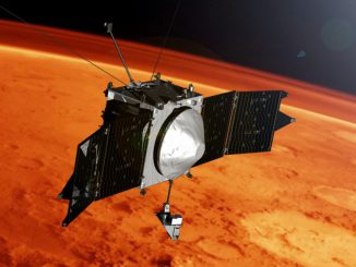 Artist concept of the Mars Atmosphere and Volatile Evolution (MAVEN) spacecraft. (NASA via SWNS)